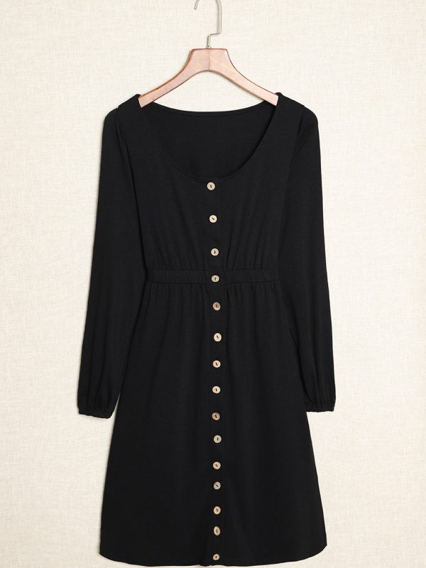 Casual Round Neck Print Long Sleeve Dress - Image 10