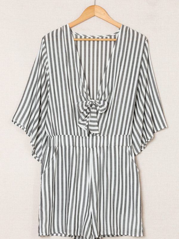Check Print Buttons Lace-Up Shirt Dress - Image 14