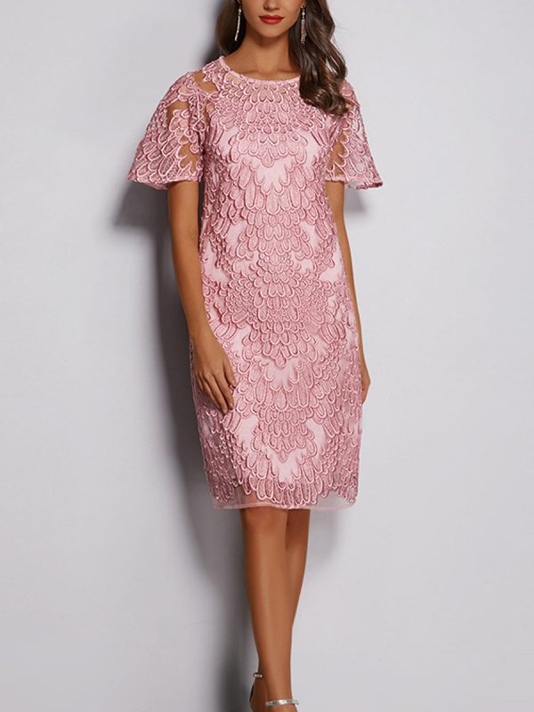 Elegant Embroidered Lace All Match Commuter Mini Dress - Image 2