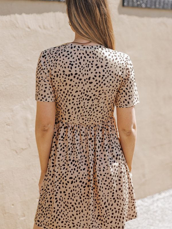 Temperament Floral Casual Strap Waist Round Neck Mini Dress - Image 3