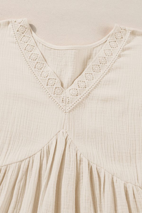 Casual Holiday Lace Stitching Waist V Neck Mini Dress - Image 17