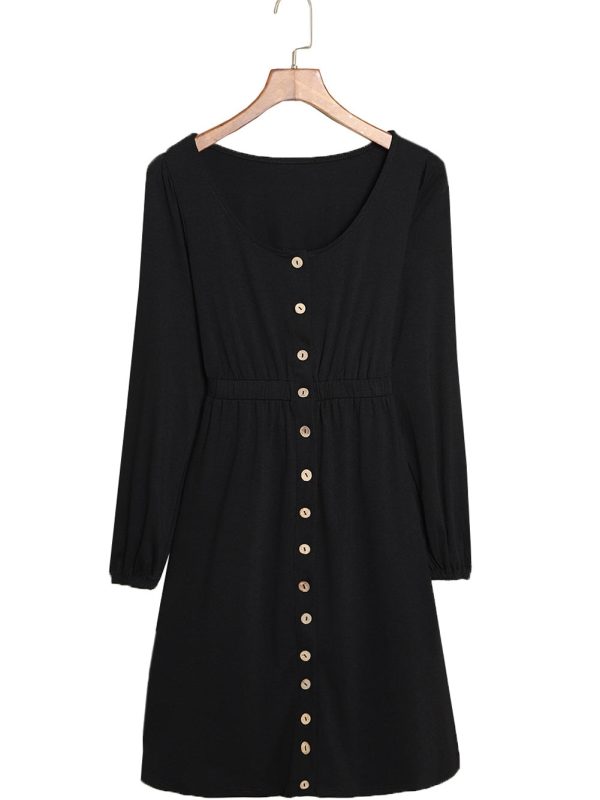 Casual Round Neck Print Long Sleeve Dress - Image 20