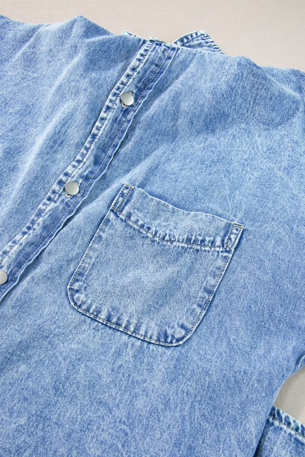 Denim Shirt Dress with Button Pockets - Image 20