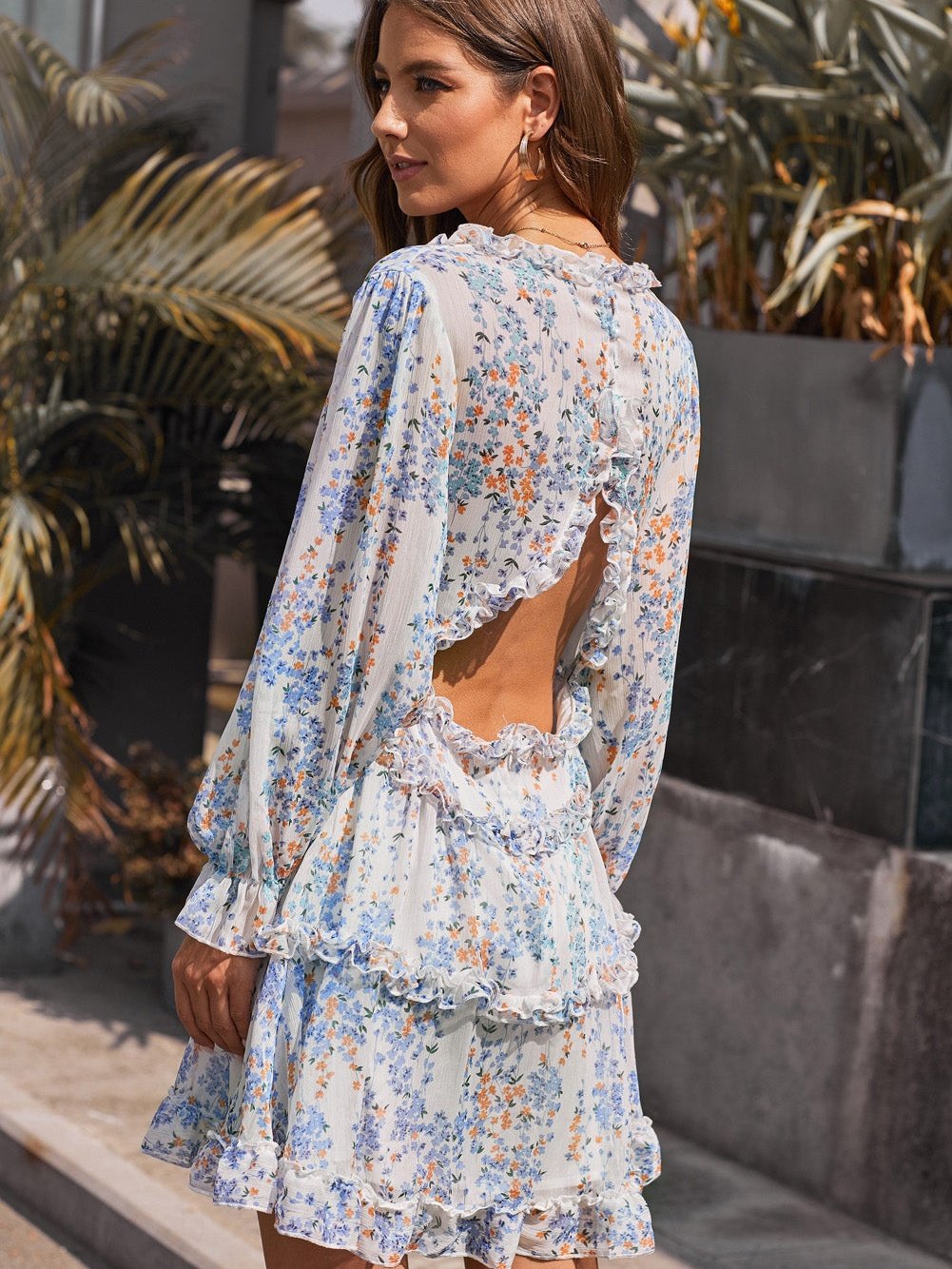 One Shoulder Comfortable And Casual Mini Dress A-Line Gypsy Bishop Poet Straight Across Off-Shoulder Paneled Dress - Image 3