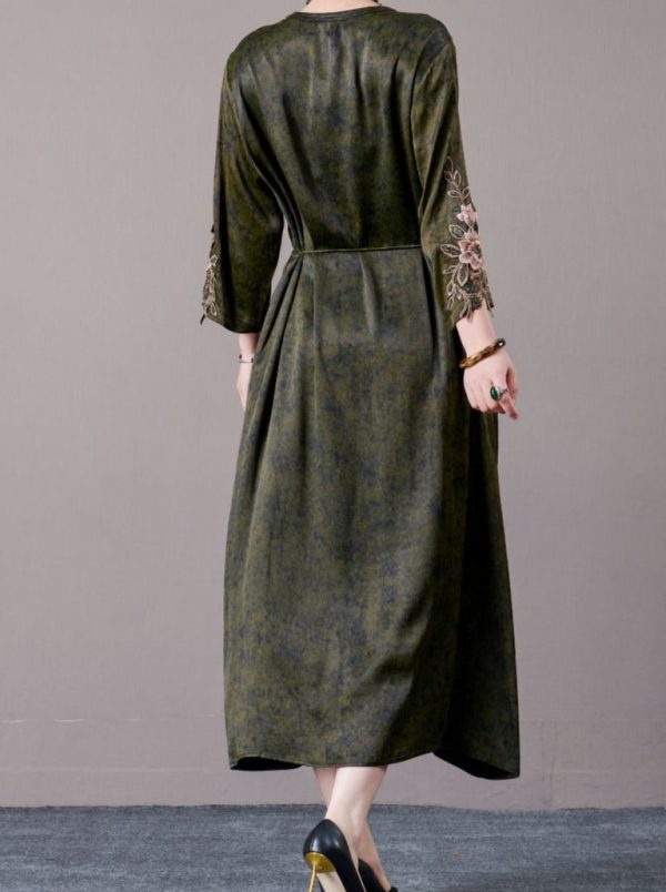 Embroidered Sleeves Rust Brown Maxi Dress - Image 14