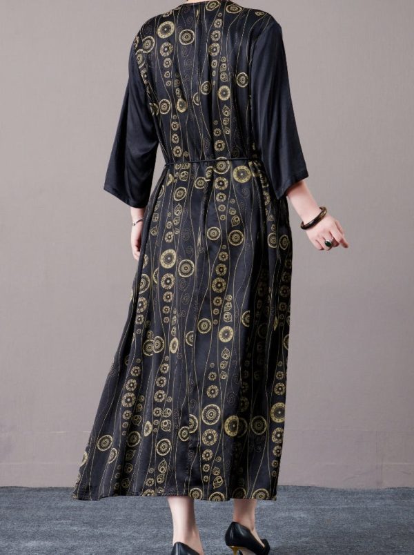 Black and Gold Geometric Print Maxi Dress - Image 6
