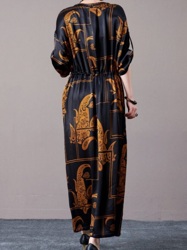Black and Beige Paisley Print Maxi Dress - Image 8