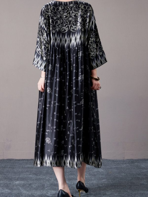 Bohemian Black and Silver Patterned Maxi Dress - Image 6