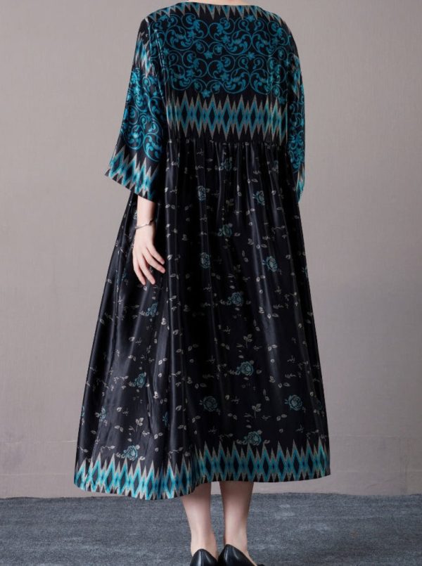 Bohemian Black and Silver Patterned Maxi Dress - Image 9