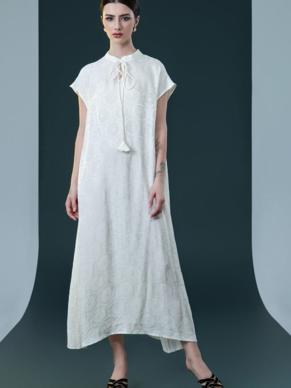 Elegant Black Cap-Sleeve Maxi Dress with Tie Neck - Image 10