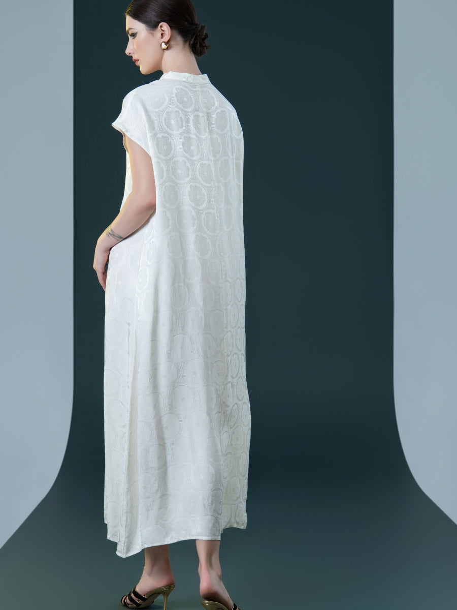 Elegant Black Cap-Sleeve Maxi Dress with Tie Neck - Image 13
