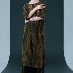 Olive and Black Layered Floral Dress