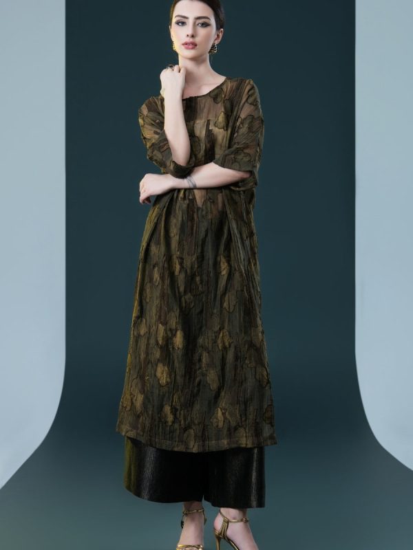 Olive and Black Layered Floral Dress - Image 6