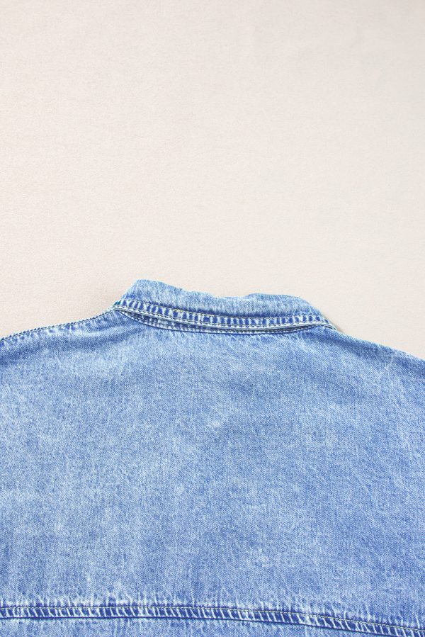Denim Shirt Dress with Button Pockets - Image 18