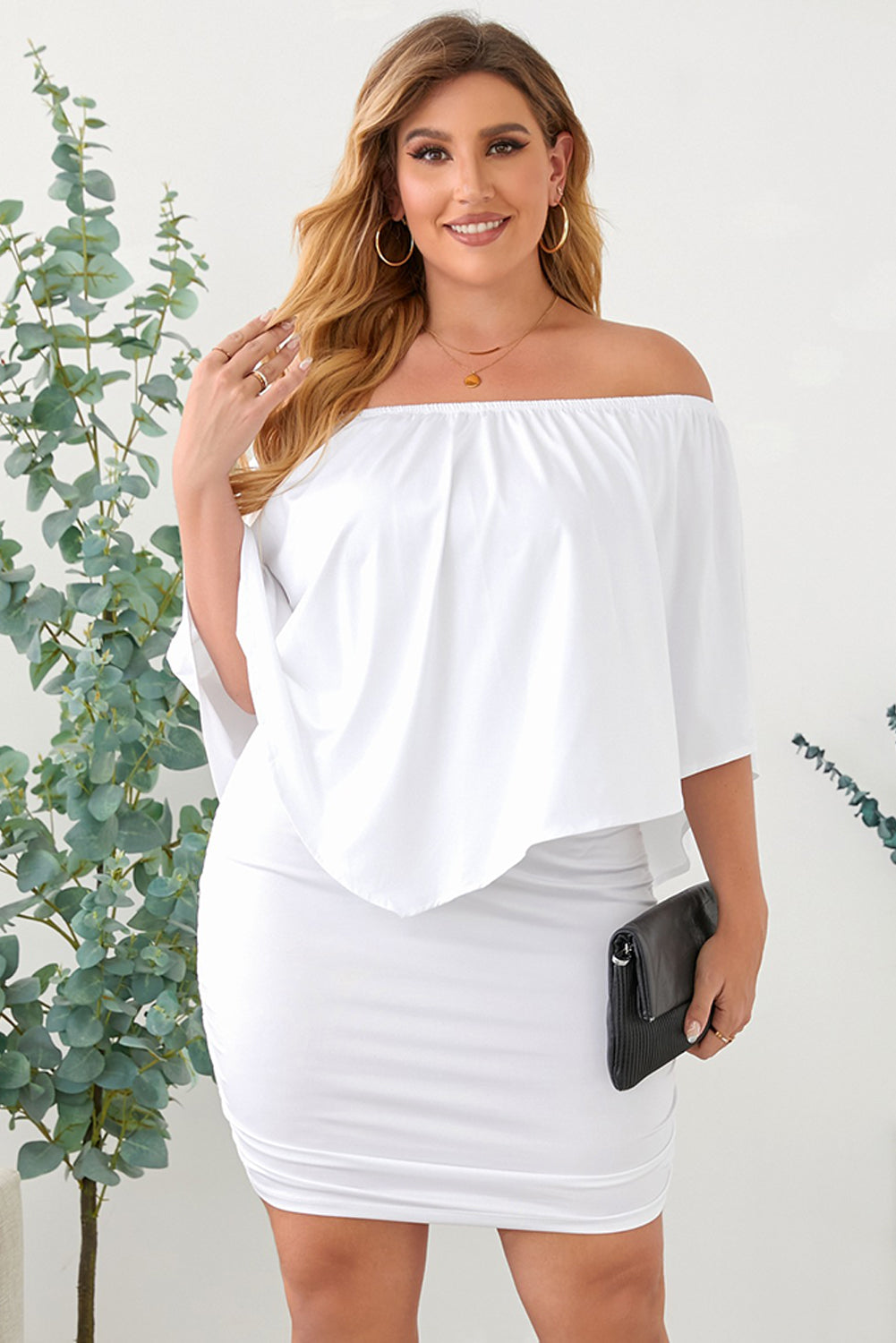 One shoulder Waisted Three-quarter Sleeve Dress - Image 22