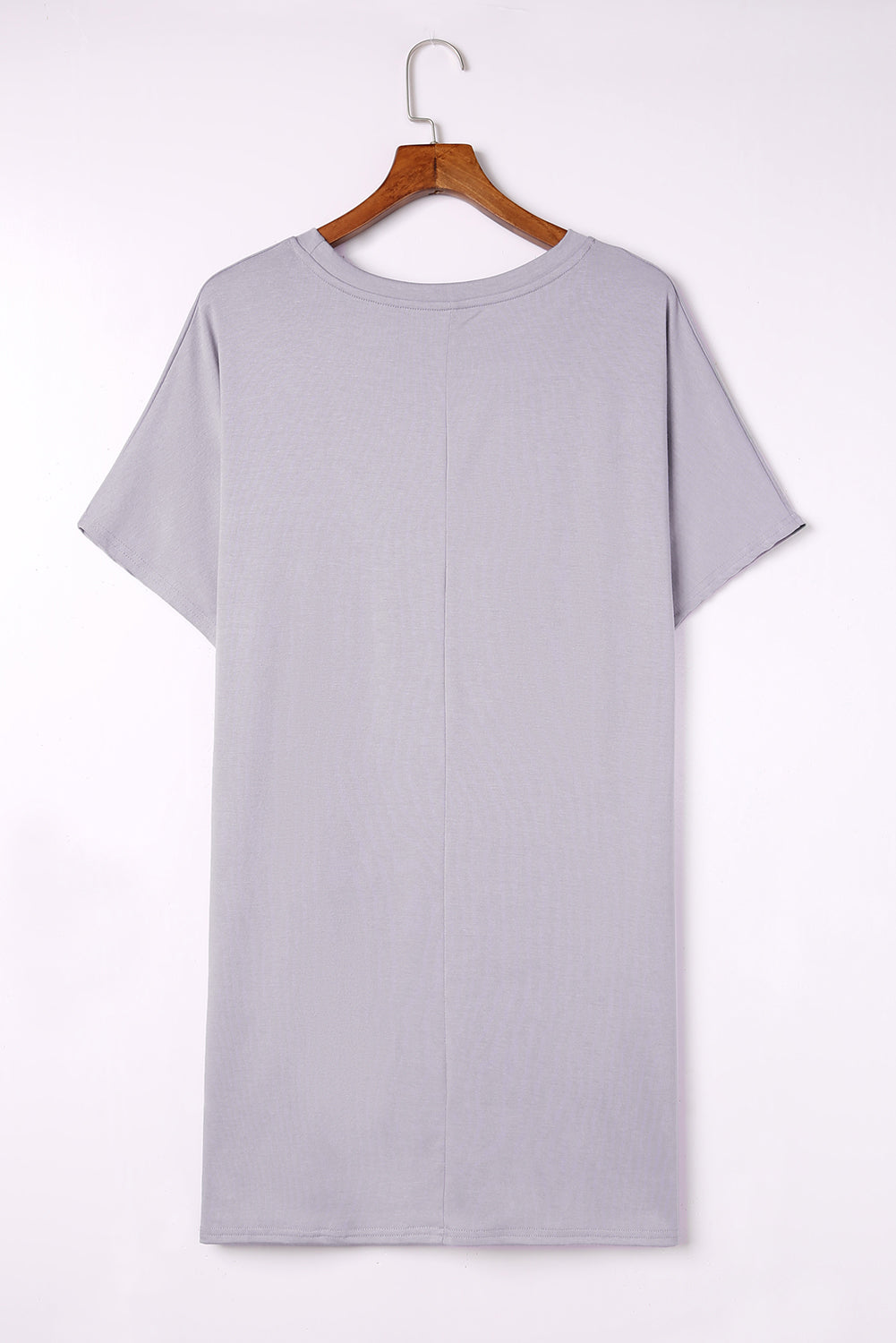 V-neck Short Sleeve Solid Color Loose Dress - Image 5