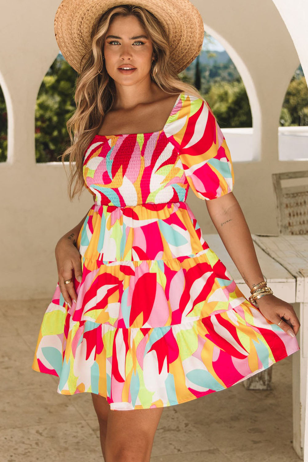 Comfortable Floral Print And Pockets Loose Fit Sleeveless Mini Dress - A-Line - Jewel - Image 7
