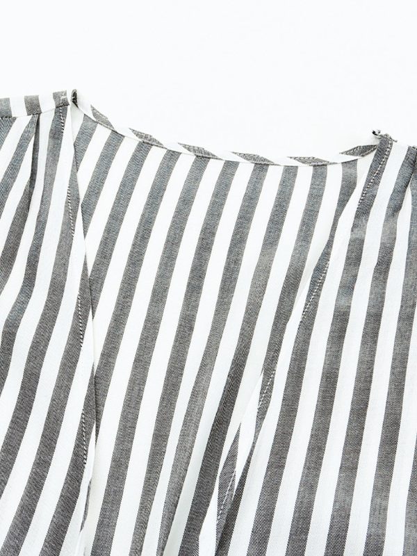 Check Print Buttons Lace-Up Shirt Dress - Image 16
