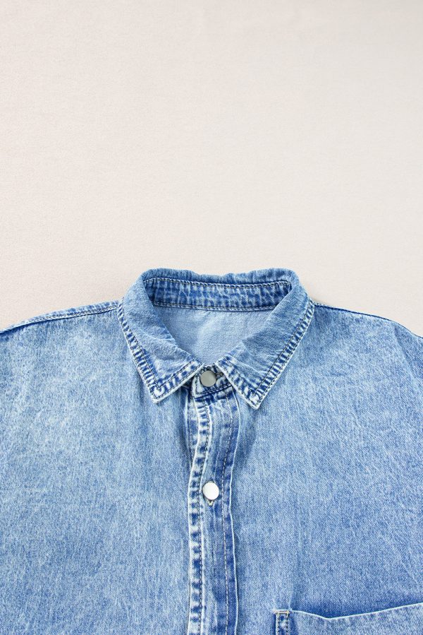Denim Shirt Dress with Button Pockets - Image 21