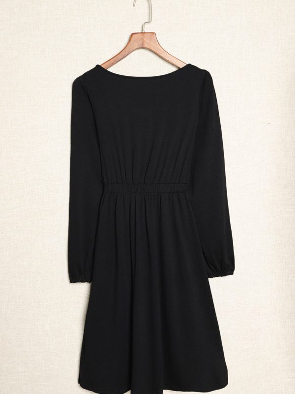 Casual Round Neck Print Long Sleeve Dress - Image 11