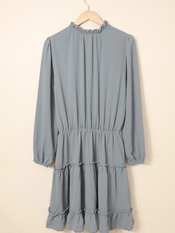 Stylish Pleated V-Neck Dress with Belt and Short Sleeves - Image 14