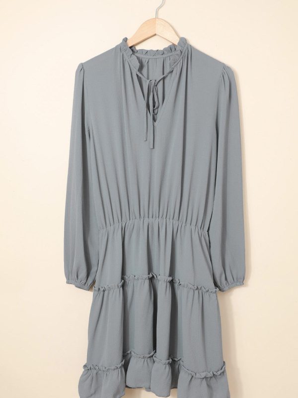 Stylish Pleated V-Neck Dress with Belt and Short Sleeves - Image 13