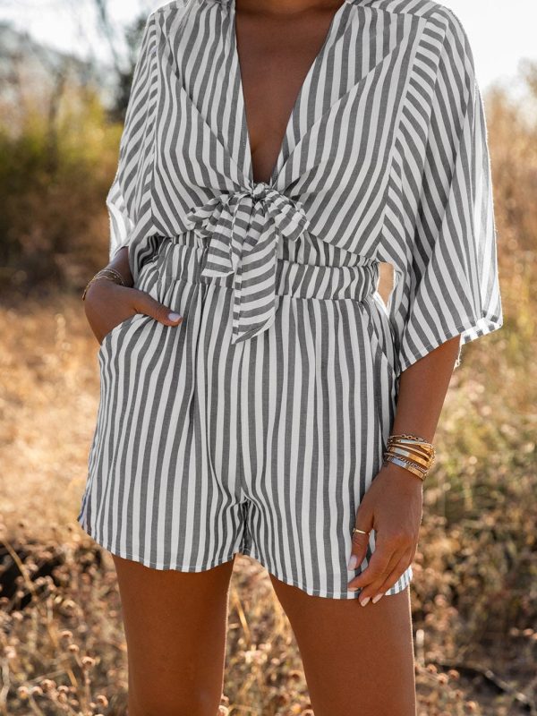 Check Print Buttons Lace-Up Shirt Dress - Image 9