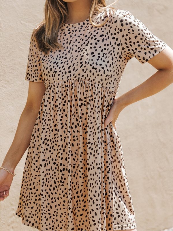 Temperament Floral Casual Strap Waist Round Neck Mini Dress - Image 13