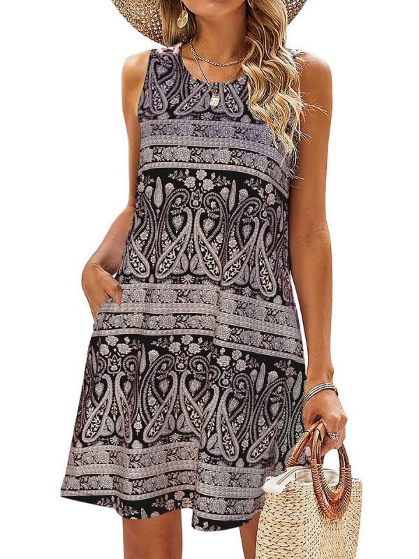 Simple Fun Beach Floral Casual Pockets Boho  Mini Dress - Image 10
