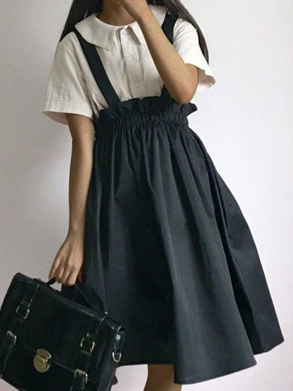 Suspender Braces Skirts Elastic Waist Overall Mini Dress - Image 4