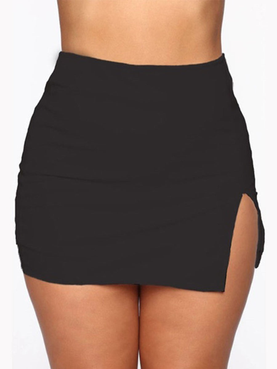 Sexy Solid Color Slit Mini Dress - Image 5