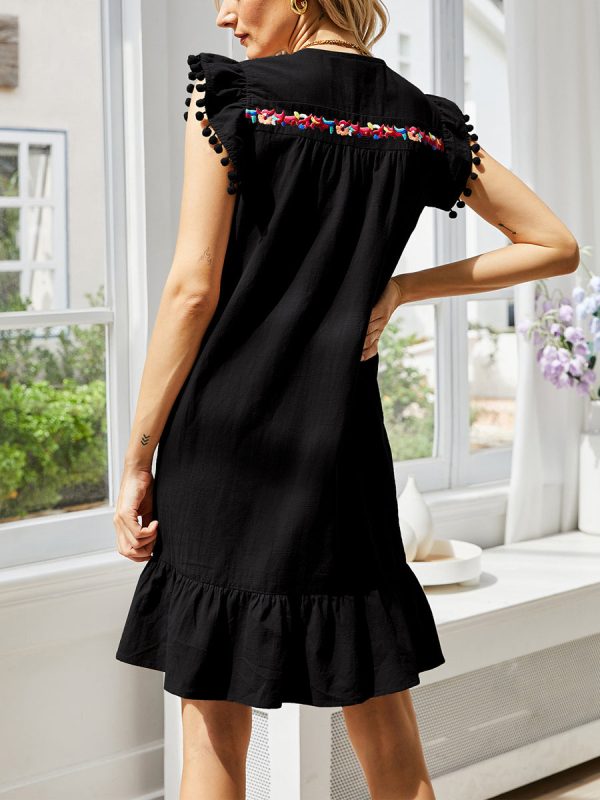 Embroidery Flutter Sleeve Mini Dress - Image 3