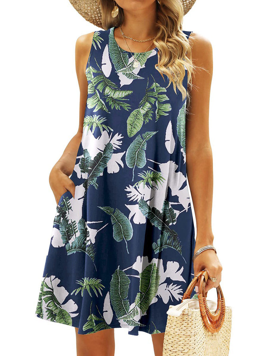 Simple Fun Beach Floral Casual Pockets Boho  Mini Dress - Image 6