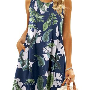 Simple Fun Beach Floral Casual Pockets Boho  Mini Dress