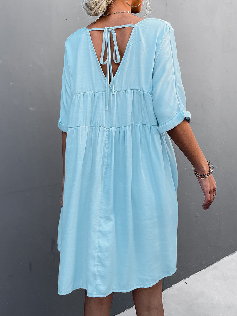 Tie Back Pocket Mini Dress - Image 2