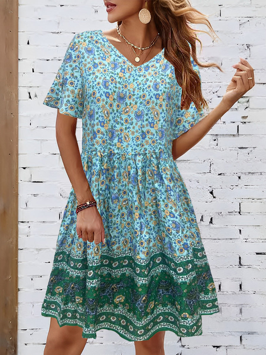 Bohemian Tie Neck Mini Dress - Image 6