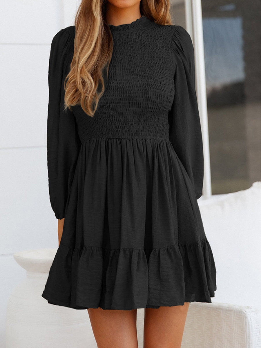 Smocked Tied Balloon Sleeve Mini Dress - Image 4