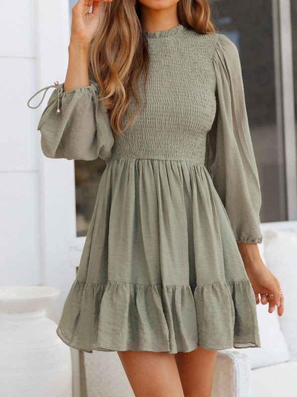 Smocked Tied Balloon Sleeve Mini Dress - Image 6