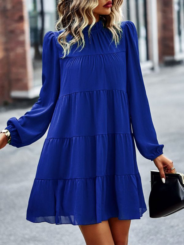 Tied Ruffle Collar Puff Sleeve Mini Dress - Image 6