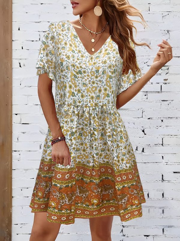 Bohemian Tie Neck Mini Dress - Image 2