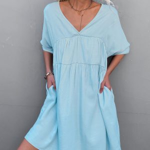 Tie Back Pocket Mini Dress