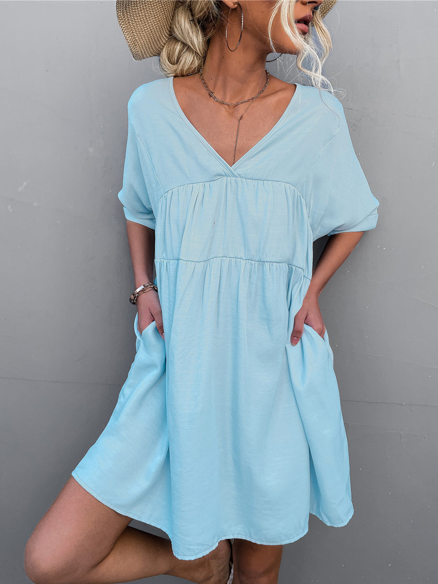 Tie Back Pocket Mini Dress