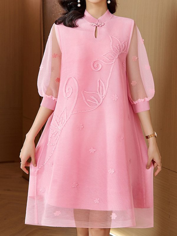 Temperament Commuting Slimming Loose Button Mini Dress - Image 5