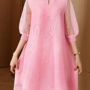 Temperament Commuting Slimming Loose Button Mini Dress