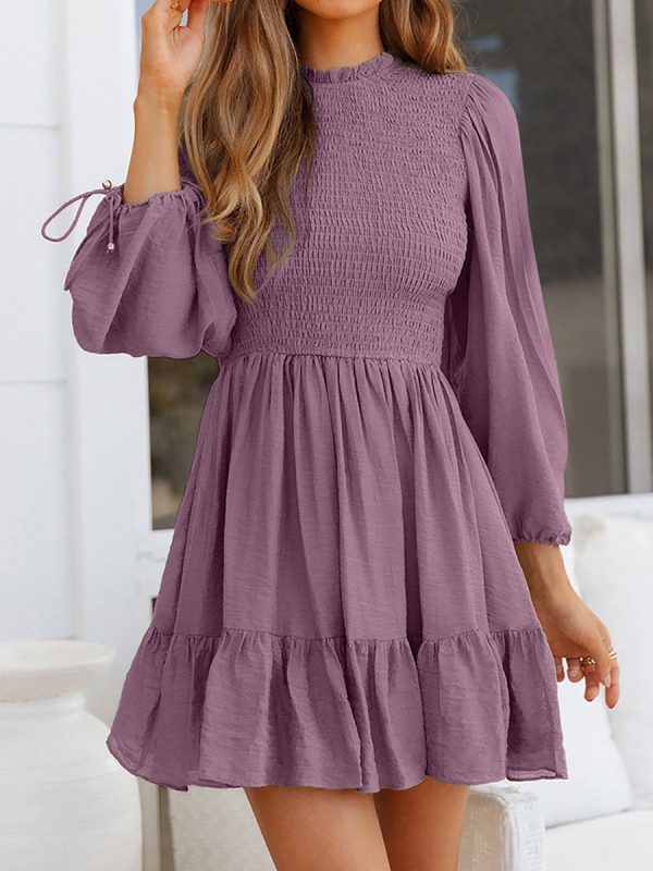 Smocked Tied Balloon Sleeve Mini Dress - Image 7