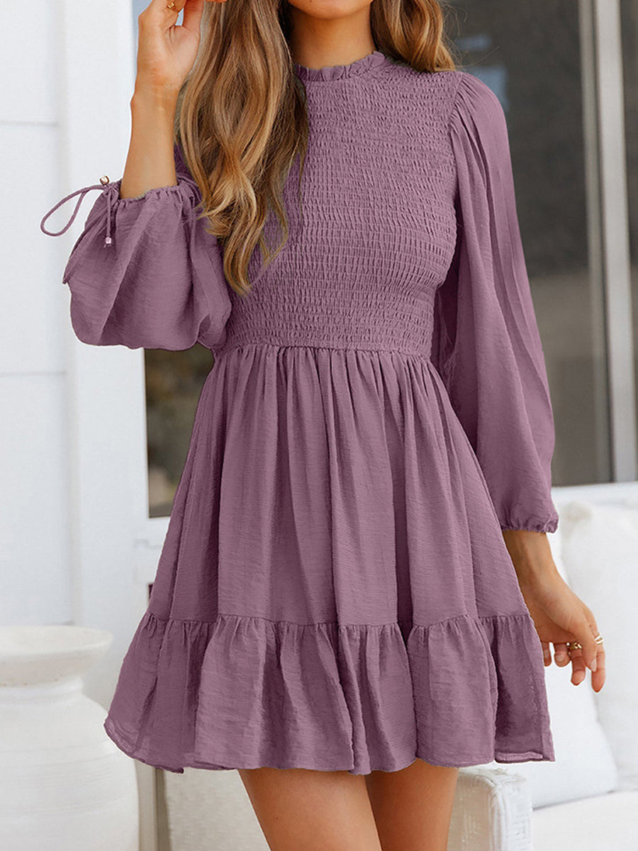 Smocked Tied Balloon Sleeve Mini Dress - Image 7