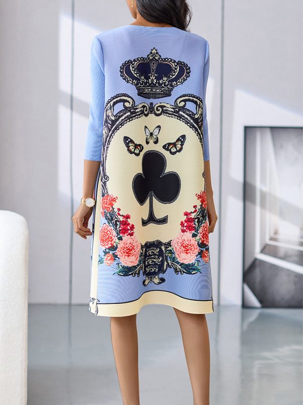 Elegant Commuter Loose Digital Printing Pleated Fashion Mini Dress - Image 2