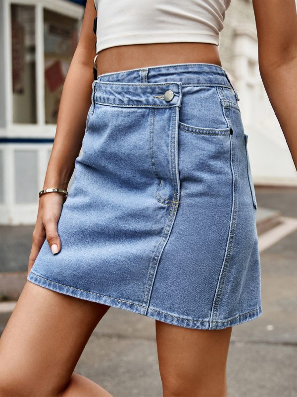 Asymmetrical Denim Mini Dress - Image 2