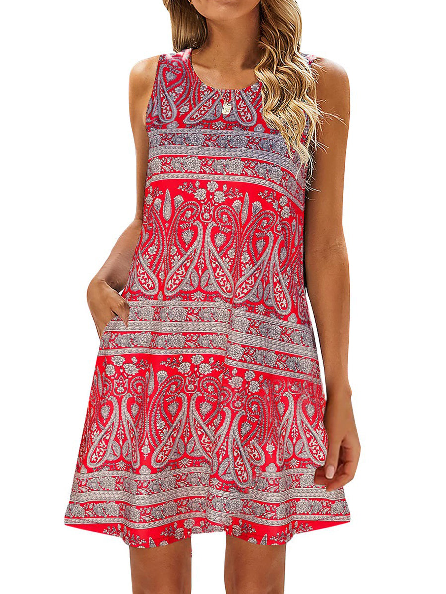 Simple Fun Beach Floral Casual Pockets Boho  Mini Dress - Image 9