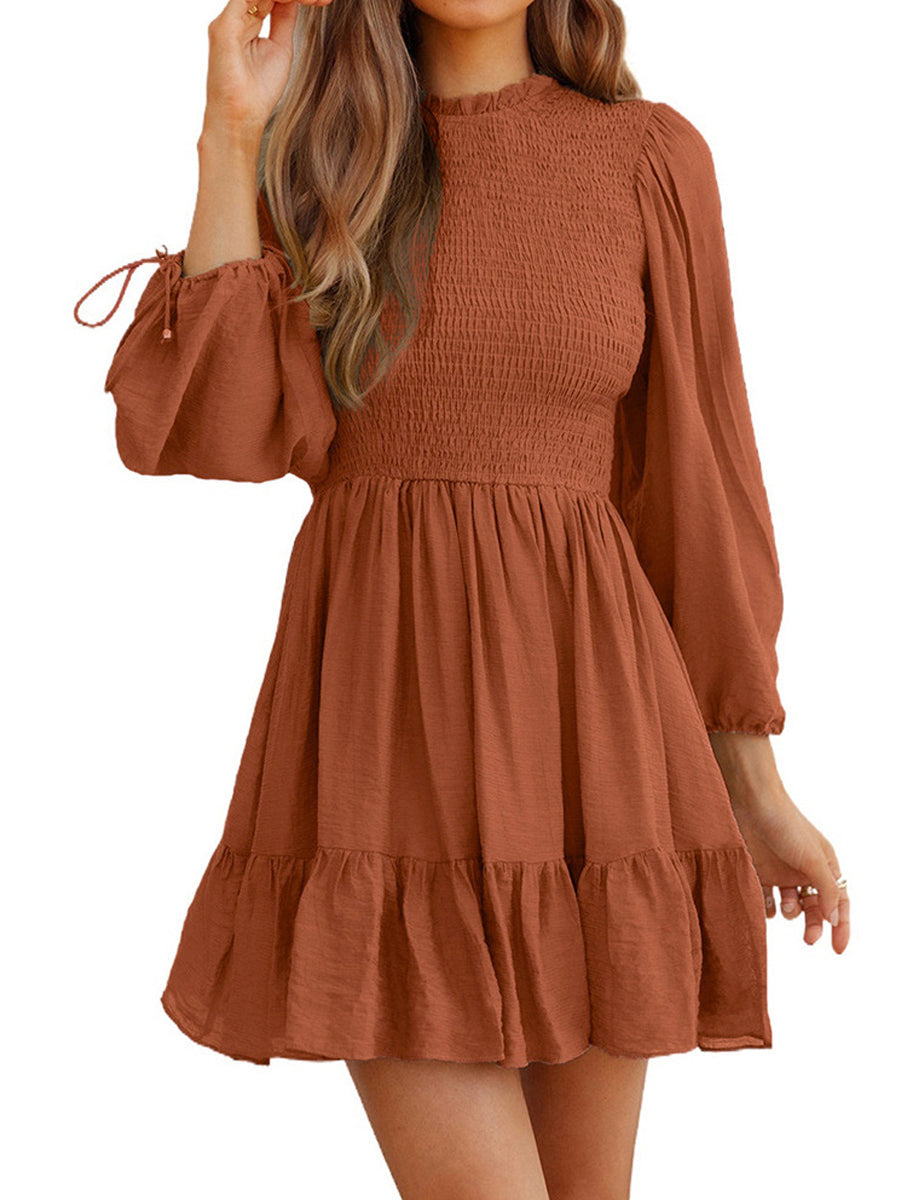 Smocked Tied Balloon Sleeve Mini Dress - Image 5